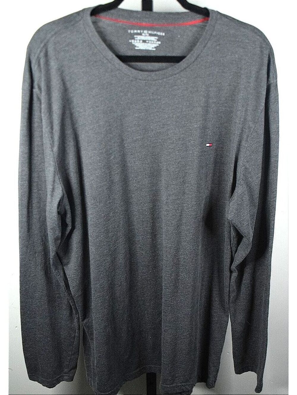 Tommy Hilfiger Gray Long Sleeve Flag Logo Tee Crew Neck XL
